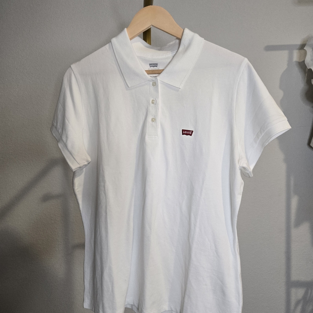 Levi's White Polo Shirt with Red Logo